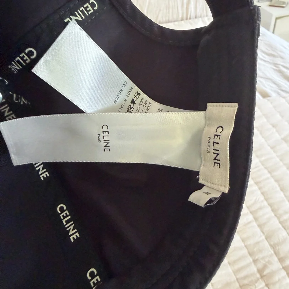 Celine Black Baseball Cap with White Emblem
